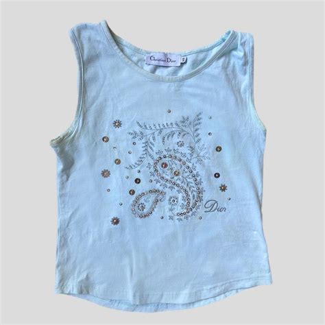 diamond dior paisley blue shirt|Authentic Baby Blue Christian Dior Paisley “Dior” Sleeveless Top.